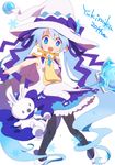  blue_eyes blue_hair bunny cape character_name hat hatsune_miku long_hair monokuro69 open_mouth pantyhose skirt snowflakes suki!_yuki!_maji_magic_(vocaloid) twintails very_long_hair vocaloid white_background witch_hat yuki_miku yukine_(vocaloid) 