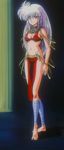  80s barefoot breasts cleavage feet jewelry legend_of_lemnear lemnear long_hair lots_of_jewelry navel oldschool ponytail screencap silver_hair urushihara_satoshi very_long_hair 