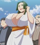  1girl breasts green_hair huge_breasts manyuu_hikenchou screencap stitched toyo_(manyuu_hikenchou) 