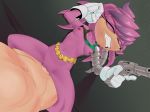 2018 anthro belt bottomless breasts captainjingo clenched_teeth clothed clothing digital_media_(artwork) duo echidna eyes_closed faceless_male female fur gloves gun hair hi_res human human_on_anthro interspecies julie-su long_hair male male/female mammal monotreme navel nipples purple_fur purple_hair questionable_consent raised_shirt ranged_weapon robotic_arm sex sonic_(series) teeth vaginal weapon 
