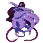  absurd_res black_sclera breasts cephalopod chubby female fishnet grim-kun hi_res lips monster monster_girl obese octomaid octopus overweight pink_eyes purple_nipples purple_skin tentacles 