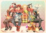  2girls bad_id bad_pixiv_id baseball_cap bel_(pokemon) black_hair black_legwear blonde_hair blue_eyes brown_eyes brown_hair cheren_(pokemon) closed_eyes cubchoo deerling earmuffs gen_5_pokemon glasses hat legendary_pokemon legwear_under_shorts litwick multiple_boys multiple_girls naru_(andante) orange_legwear oshawott pantyhose pokemon pokemon_(creature) pokemon_(game) pokemon_bw scarf shared_scarf shorts snivy snow tepig touko_(pokemon) touya_(pokemon) vanillite victini winter_clothes 