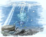  bad_id bad_pixiv_id barefoot blue_hair eel kawashiro_nitori key kobuushi oekaki short_hair solo touhou two_side_up underwater 