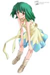  boots dress green_hair highres hozumi_takashi macross macross_frontier ranka_lee short_hair solo 