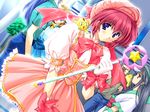  4girls card_master_peach cardcaptor_sakura comic_party cosplay game_cg hat hoshi_no_tsue kinomoto_sakura kinomoto_sakura_(cosplay) magical_girl mitsumi_misato multiple_girls pink_hat red_hair takase_mizuki wand 