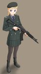  ak-104 assault_rifle boots copyright_request gun highres military necktie pantyhose rifle skirt solo takafumi uniform weapon 