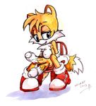  anthro balls canine diphallism erection fox hair hemipenes hyper hyper_penis looking_at_viewer male mammal miles_prower multi_cock navel neokat nude orange_hair penis plain_background precum sega smile solo sonic_(series) uncut white_background 