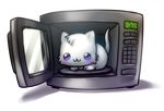  alpha_channel ambiguous_gender blue_eyes blush cat cute feline feral fur imminent_death kawiku looking_at_viewer mammal microwave solo white_fur 