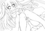  blush breasts flower furukawa_lemon greyscale hair_flower hair_ornament lineart long_hair looking_at_viewer lying medium_breasts monochrome on_back original panties skirt solo underwear 