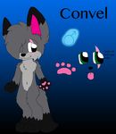  blue_background convel fur gradient_background green_eyes grey_fur male model_sheet naturally_censored navel paws plain_background ref_sheet scar solo tongue tongue_out xxbaybayxx 