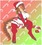  candy_cane christmas christmas_hat chubby digitigrade female holidays legwear looking_at_viewer piercing scalie seamen smile solo stockings thighs wide_hips 