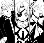  2girls ahoge blazblue eyepatch greyscale minami_kunimusu monochrome multiple_girls nu-13 rachel_alucard ragna_the_bloodedge 