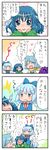  &gt;_&lt; 3girls 4koma =_= ^_^ ahoge blue_eyes blue_hair blush bow cirno closed_eyes comic detached_wings drill_hair drooling eyebrows_visible_through_hair fang_out flying_sweatdrops gradient gradient_background hair_bow head_fins heart highres hungry ice ice_wings japanese_clothes karakasa_obake kimono long_hair long_sleeves mermaid monster_girl multiple_girls open_mouth puffy_sleeves ribbon scarf short_hair short_sleeves simple_background sleeves_past_wrists smile sparkle sweatdrop tatara_kogasa teardrop tongue touhou translated turn_pale umbrella v-shaped_eyebrows wakasagihime wide_sleeves wings yuzuna99 |_| 