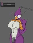  avian avian_(starbound) beak big_breasts blue_eyes breasts dickgirl english_text flaccid helmed intersex one_eye_closed penis starbound text unknown_artist video_games wink 