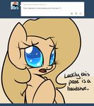  backy blue_eyes blush dialog english_text equine female fur horse mammal my_little_pony original_character pony slavedemorto solo tan_fur tan_hair text tumblr 