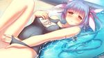  bad_id bad_pixiv_id blue_hair ha_ru highres i-19_(kantai_collection) kantai_collection long_hair lying red_eyes school_swimsuit school_swimsuit_flap swimsuit twintails 
