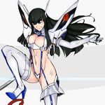  aegis_(nerocc) black_hair blue_eyes boots breasts bruise cameltoe cleavage cleavage_cutout frown high_heel_boots high_heels injury junketsu kill_la_kill kiryuuin_satsuki large_breasts long_hair navel revealing_clothes solo suspenders thigh_boots thighhighs 