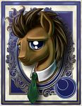  blue_eyes brown_hair collar doctor_whooves_(mlp) equine friendship_is_magic hair harwick horse male mammal moon my_little_pony necktie pony portrait solo sun 