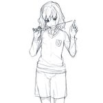  bad_id bad_pixiv_id baton_(instrument) inazuma_eleven_(series) inazuma_eleven_go kaimuari lightning_bolt male_focus monochrome shindou_takuto sketch solo white_background 