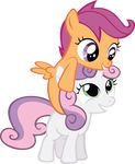  absurdly_absurd_res alpha_channel cute equine female feral friendship_is_magic hi_res horn horse mammal my_little_pony pegasus pony sagegami scootaloo_(mlp) smile sweetie_belle_(mlp) unicorn wings 