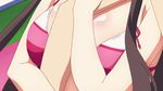  amakusa_kanade animated animated_gif arm_between_breasts bouncing_breasts breasts brown_hair ore_no_nounai_sentakushi_ga_gakuen_love-comedy_wo_senryoku_de_jama_shiteru yuuouji_ouka 
