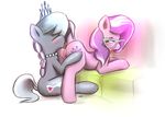  2013 blue_eyes blush cub cutie_mark diamond_tiara_(mlp) duo equine eyewear female feral friendship_is_magic fur glasses grey_fur horse lesbian licking my_little_pony necklace pony silver_spoon_(mlp) tiara tongue two_tone_hair young 