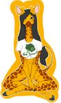  acorn blue_eyes bottomless breasts clothing croso&eacute; crosslegged female giraffe long_neck pussy shirt solo 