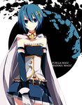  armband belt blue_eyes blue_hair cape etoranze gloves hair_ornament hairclip highres magical_girl mahou_shoujo_madoka_magica mahou_shoujo_madoka_magica_movie midriff miki_sayaka short_hair smile solo soul_gem 