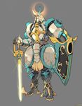  armor cross dungeon_and_fighter guardian_lumi halo helmet highres no_humans rapier shield sword weapon weapons 