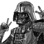  black_gloves cape darth_vader double_v gaihan_umeboshi_mitchell gloves greyscale helmet lowres male_focus monochrome oekaki shoulder_pads simple_background solo star_wars v what white_background 