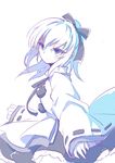  hair_ribbon monochrome mononobe_no_futo no_hat no_headwear ponytail ribbon skirt solo touhou wide_sleeves yetworldview_kaze 