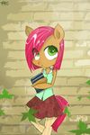  anthrofied babs_seed_(mlp) book clothed clothing cub equine female feral freckles friendship_is_magic fur green_eyes hair hair_over_eye hair_over_eyes horn horse leaves legwear long_hair looking_at_viewer mammal my_little_pony pony red_hair shirt skirt solo stockings wall young yuji8sushi 