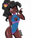  black_hair brown_eyes dark-skinned_female dark_skin ebony equestria_girls my_little_pony swimsuit thighs very_dark_skin 