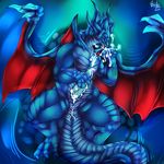  anthro bahamut blue_dragon bristles cum cum_on_hand cum_on_self cum_taste dragon erection final_fantasy i_has_a_flavor male nude penis scalie solo spread_legs spreading tiny_head video_games wings 