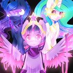  anthro black_background blue_eyes blue_fur blue_hair camellia_(artist) crown cutie_mark equine eyewear female feral friendship_is_magic fur group hair horn horse long_hair mammal multi-colored_hair my_little_pony pink_eyes plain_background pony princess_celestia_(mlp) princess_luna_(mlp) purple_eyes purple_fur purple_hair twilight_sparkle_(mlp) white_fur winged_unicorn wings 