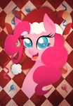  candy checkered checkered_background equine female feral friendship_is_magic fur hair hat horse lollipop long_hair looking_at_viewer mammal my_little_pony open_mouth pink_fur pink_hair pinkie_pie_(mlp) pony rariedash smile solo tongue 