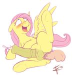  ahegao animal_genitalia balls blush cradeelcin cum cum_while_penetrated equine feral fluttershy_(mlp) friendship_is_magic fur hair hands-free herm horse horsecock intersex long_hair mammal my_little_pony one_leg_up open_mouth orgasm pegasus penetration penis pink_fur plain_background pony pussy pussy_juice sex solo spread_legs spreading tongue vaginal vaginal_penetration white_background wings yellow_fur 