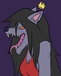  canine clothing crown fangs female hair mammal marceline open_mouth queen royalty teeth tongue vampire were werewolf wolf 