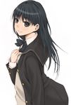  amagami ayatsuji_tsukasa black_eyes black_hair blazer jacket long_hair okiru school_uniform smile solo 