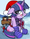  blush book bow chuckybb cutie_mark equine female feral friendship_is_magic fur glowing hair horn horse legwear long_hair magic mammal multi-colored_hair my_little_pony open_mouth pony purple_eyes purple_hair scarf sitting sled smile snow solo stockings teeth twilight_sparkle_(mlp) unicorn 