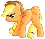  applejack_(mlp) blonde_hair butt cupcakesponyazz cutie_mark equine female friendship_is_magic fur green_eyes hair horse mammal my_little_pony orange_fur plain_background pony presenting pussy solo 