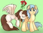  female horse kissing mammal meggchan mistletoe my_little_pony original_character pegasus pony wings 