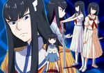  bakuzan black_hair blue_eyes child dokunuma hair_ornament hairclip junketsu kill_la_kill kiryuuin_satsuki long_hair long_skirt multiple_persona school_uniform serafuku short_hair skirt sword weapon younger 