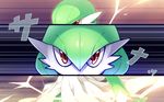  electricity face gardevoir gen_3_pokemon looking_at_viewer no_humans parody persona persona_eyes pokemon pokemon_(creature) red_eyes solo translation_request tsuki_tokage 