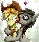  black_hair blonde_hair blood braeburn_(mlp) cowboy_hat equine friendship_is_magic grey_hair hair hat horse leather_vest licking mammal my_little_pony pony tongue undead zombie 