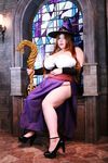  1girl breasts cosplay dragon&#039;s_crown fat hat huge_breasts luu_(cosplayer) photo red_hair sorceress sorceress_(dragon&#039;s_crown) sorceress_(dragon&#039;s_crown)_(cosplay) staff witch_hat 
