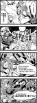  3girls 4girls 4koma :&lt; ahoge bespectacled cannon chuuta_(+14) comic drooling english engrish firing folded_ponytail glasses glowing glowing_eye greyscale ha-class_destroyer headgear highres imagining inazuma_(kantai_collection) kantai_collection kongou_(kantai_collection) monochrome multiple_girls nontraditional_miko nu-class_light_aircraft_carrier open_mouth profanity ranguage ru-class_battleship shinkaisei-kan spoken_ellipsis translated triangle_mouth wide_sleeves 