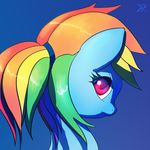  alternate_hairstyle blue_fur equine female friendship_is_magic fur hair horse looking_at_viewer looking_back mammal multi-colored_hair my_little_pony plain_background pony portrait purple_eyes raikoh-illust rainbow_dash_(mlp) solo 