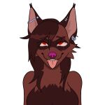 anthro belle_delphine brown_body brown_eyebrows brown_fur brown_hair canid canine ear_piercing ear_tips eye_scar eyebrows facial_scar fangs felid feline feline_eyes female fennec_fox fox fur hair hi_res hybrid industrial_piercing kairuutenma kariatenma long_hair lynx mammal multicolored_body multicolored_fur piercing pink_nose procyonid raccoon red_eyes scar sleepy.inkzzz solo teeth tongue true_fox two_tone_body two_tone_fur