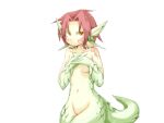  1girl blush bmp-to-png_conversion breasts closed_mouth collarbone colored_skin completely_nude covering_breasts covering_privates cowboy_shot dragon_ears dragon_girl dragon_tail facial_tattoo fins frfr game_cg granberia green_skin hair_intakes head_fins light_frown looking_up medium_breasts mon-musu_quest! monster_girl navel neck_tattoo no_pussy non-web_source nude pointy_ears red_hair scales short_hair simple_background solo sweatdrop tail tattoo transparent_background v-shaped_eyebrows yellow_eyes yellow_skin 